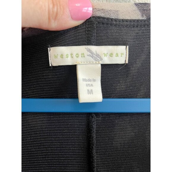 Anthropologie Weston Wear V-Neck Ruffle Dress Black & Gray Abstract Print Medium - Picture 7 of 9